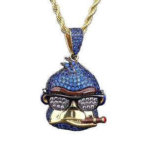 Colgante de Plata de Ley 925 con Moissanita, Nuevo Estilo Hip Hop, Corte Brillante Redondo, Claridad VVS - Product Image 1