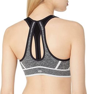 Women's Purple <b>Mesh</b> Sports Bra With White Accents Seamless Workout <b>Top</b> High Support Athletic Bra - Product Image 2