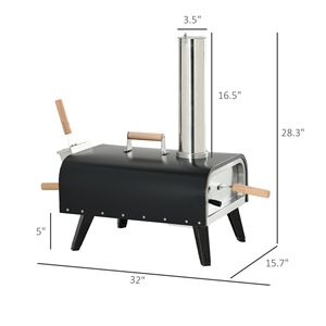Horno de Pizza de Leña para Exteriores, Color Negro, con 12 Piedras para Hornear y Cubierta Impermeable para Cocinar en el Patio, Ideal para Tostar y Cocinar - Product Image 3