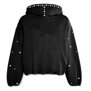 เสื้อฮู้ดซิปแบบโอเวอร์ไซส์ หนัก 500 กรัม ผ้าฟอกสีสไตล์วินเทจ ขาดรุ่ย แต่งรู ดีไซน์พิเศษ สีชมพูซีด สำหรับผู้ชาย รับผลิตแบบ OEM - Product Image 3