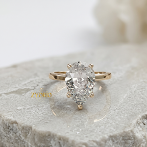 Anillo Solitario de Oro de 14K con Corte de Pera, Elegante Anillo de Compromiso, Anillo de Novia en Forma de Lágrima, Joyería Minimalista para Boda - Product Image 1