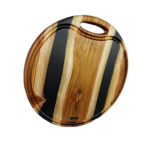 Vente en gros de plateau plat en résine et en bois design le plus récent plateau de service en bois d'acacia fait à la main avec poignée en métal plateau de service - Product Image 2