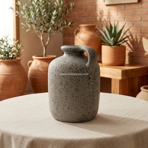 Vase <span class=keywords><strong>Pichet</strong></span> Rustique en <span class=keywords><strong>Terre</strong></span> Cuite Gris Foncé Soso, Pot en Céramique Artisanale, Récipient Décoratif en Grès, Vente en Gros - Product Image 6
