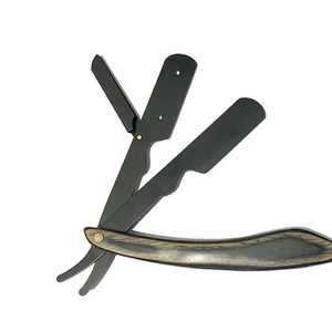 มีดโกนหนวดแบบใบมีดเดี่ยว พับได้ ทำจากสแตนเลส พร้อมด้ามไม้ สำหรับโกนหนวด - Product Image 1