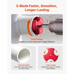 7-Piece PVC Pipe <b>Reamer</b> Kit 3 Blades Carbide Fitting Socket Saver for 1/2\" 3/4\" 1\" 1 1/2\" 2\" 3\" 4\" PVC Pipes Standard - Product Image 4