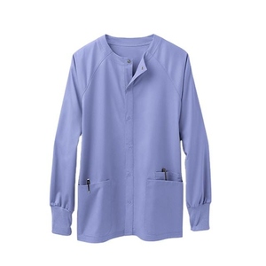 Blouse unisexe en Spandex/Polyester à manches longues, boutonnée sur le devant, uniforme d'hôpital, poches en tissu tissé, coutures thermocollées - Product Image 1