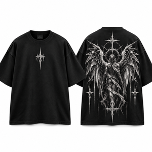 เสื้อยืดทรงโอเวอร์ไซส์สำหรับผู้ชายพร้อมลายสักด้านหลัง |   เสื้อยืดสตรีทแวร์แบบกำหนดเองสำหรับแบรนด์อุปกรณ์สัก |   แบรนด์ส่วนตัว - Product Image 1