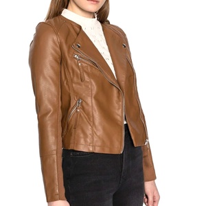 Chaqueta de cuero para mujer de alta calidad OEM para invierno, diseño de lona de punto transpirable cómodo, precio razonable personalizable - Product Image 3