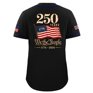 Maillot de baseball américain pour homme, manches courtes, bleu, 100 % polyester, respirant, séchage rapide, personnalisable avec nom d'équipe et patch drapeau - Product Image 4