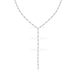 สร้อยคอเพชรทรงมาร์ควิสแบบลาริเอต, สร้อยคอรูปตัว Y เพชรแล็บ 14K ทองคำ, สร้อยคอทรงหยดน้ำทรงมาร์ควิสแบบเรียบหรู, เครื่องประดับเจ้าสาวสไตล์มินิมอล - Product Image 1