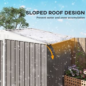 Casetta da Giardino in Metallo 6FT X 4FT Grigio Caldo con Prese d'Aria e Porta Lucchettabile per Giardino, Cortile e Patio, Struttura in Legno e Plastica - Product Image 6