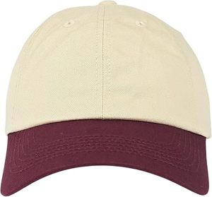 Gorra de Béisbol de 6 Paneles Beige y Borgoña al por Mayor, Ajustable, Unisex, de Sarga, Estilo Casual, Diseño de Color Sólido en Contraste - Product Image 3