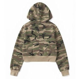 New Arrival Custom Logo Women's Camouflage <b>Hooded</b> <b>Zip</b>-Up Sweatshirt Short Length Casual Cotton Blend Knitted Full Sleeve Autumn - Product Image 2