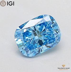 Diamant de laboratoire CVD, taille coussin, 1,00 carat, avec certificat IGI, couleur bleu vif fantaisie, clarté VS1, idéal pour un cadeau de fiançailles. - Product Image 1