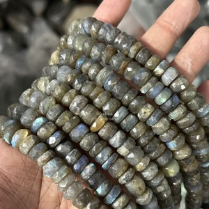 Cuentas facetadas de labradorita de 10-12 mm en forma de rondel, hilo de 8 pulgadas, tamaño grande, piedra preciosa de labradorita natural para la fabricación de joyería al por mayor. - Product Image 4
