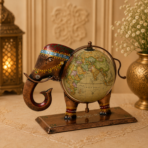 Globe terrestre en métal artisanal en forme d'éléphant, en laiton antique, décoratif pour table, figurine de carte du monde, décoration pour la maison et le bureau - Product Image 4