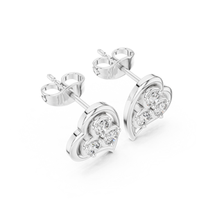 Luxury Vintage <b>Silver</b> Heart Diamond <b>Stud</b> Earrings IGI Certified Womens Fine Jewelry for Wedding Engagement Party Gift - Product Image 2