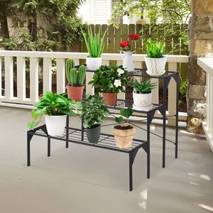 1 support de plantes en métal robuste à 3 niveaux pour l'extérieur avec étagère, multi-usages pour pots de fleurs et jardinières - Product Image 2