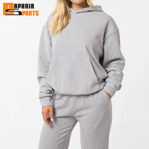 Conjunto de 2 Piezas de Ropa Deportiva Casual para Mujer, Sudadera con Cierre y Pantalones Deportivos, Corte Regular, 100% Algodón Felpa - Product Image 2