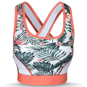Women's Tropical Floral Sports Bra High Support <b>Cross</b> Back Breathable Quick Dry Gym Workout Crop <b>Top</b> - Product Image 4