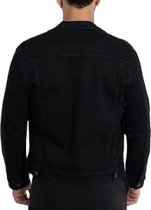 Men's Black <b>Denim</b> Jacket Casual Turn-down Collar Single Breasted Regular Fit Washed Cotton <b>Material</b> Autumn Wea - Product Image 2