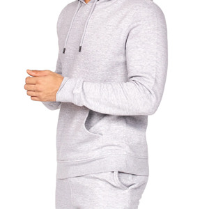 Conjunto Deportivo de Sudadera con Capucha y Pantalones Jogger para Hombre, Color Gris Claro, de Algodón, con Bolsillo Tipo Canguro, Cintura Elástica, Corte Regular, Ropa Casual de Otoño - Product Image 5