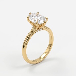 Bague de fiançailles solitaire en or jaune 9 carats avec diamant ovale de 2 carats cultivé en laboratoire, bijoux fins personnalisés pour mariée - Product Image 4