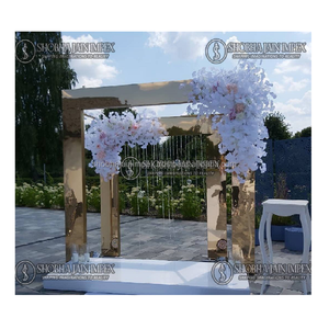 Luxury Modern Simple Acrylic Mandap in Gold Durable <b>Wedding</b> Decoration - Product Image 1