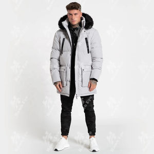 Veste d'hiver longue à capuche personnalisée pour homme, en polyester noir, avec rembourrage en coton, respirante, vente en gros 2026 - Product Image 3
