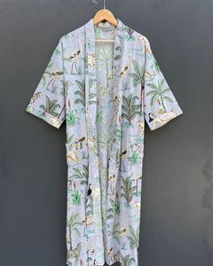 High Quality Women Printed Cotton Kimono <b>Robe</b> Lightweight Bohemian <b>Beach</b> Cover Up Summer Kimono - Product Image 5