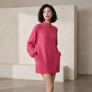 Pull décontracté pour femme à manches longues et taille haute en coton tricoté, pull léger personnalisé avec broderie pour femme, vente en gros - Product Image 4