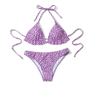 Customizable Spandex Polyester <b>Bikini</b> <b>Set</b> Swimwear Sexy Color Seamless <b>Push</b>-<b>Up</b> Bras with Logo on Cup Breathable Beachwear Styles - Product Image 1