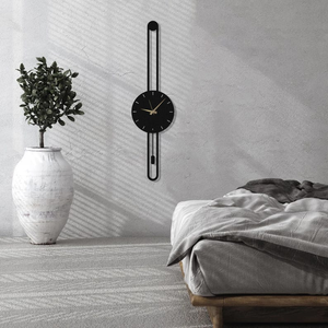 Horloge murale moderne en métal noir, design minimaliste vertical, horloge décorative pour salon, bureau à domicile, chambre à coucher, contemporaine - Product Image 4