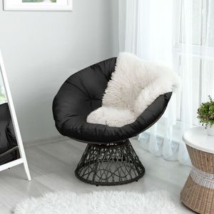 Sedia Papasan in Rattan Ergonomica Girevole a 360 Gradi con Cuscino Morbido - Product Image 3