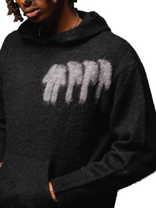 Sudadera con Capucha de Mohair Personalizada, Sudadera de Mohair Tejida Extra Grande, Sudaderas de Invierno Cálidas con Diseño de Malla de Crochet, Sudaderas con Capucha de Mohair para Hombre y Mujer - Product Image 4