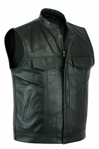 Chaleco Retro de Cuero Genuino para Hombre, Estilo Casual Vintage, Sin Mangas, Prenda Exterior de Invierno, Tallas Grandes, Transpirable, con Cierre, Corto, para Trabajo - Product Image 4