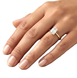 Bague classique en or massif 10K 14K 18K Verdant avec émeraude et 1 diamant de laboratoire taille émeraude 0,3 carat VVS, idéale pour les occasions spéciales et les soirées - Product Image 6