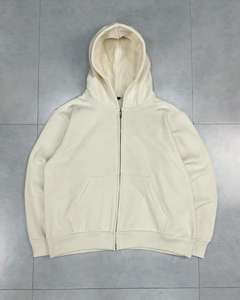 Men's <b>Hooded</b> <b>Zip</b>-Up Half White Sweatshirt Regular Fit Solid Color Casual Autumn Wear - Product Image 1
