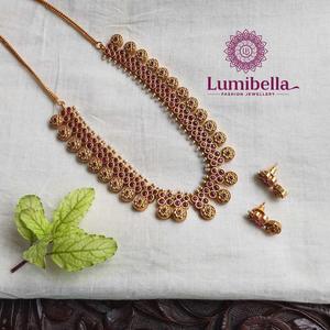 <b>Ruby</b> Coin <b>Necklace</b> Set Fashion Jewelry - Product Image 1