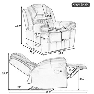 Brown Manual <b>Recliner</b> Chair with LED Light Strip for Home Theater Seating for Living Room & Bedroom - Product Image 2