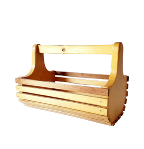 Cesta de madera para almacenamiento en la cocina, cesta de madera hecha a mano, color arcilla, para almacenamiento en el hogar - Product Image 1