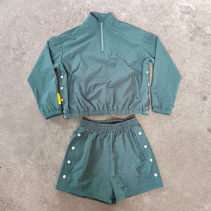 Shorts and <b>Jacket</b> 2 Piece Sweatsuit Nylon Zipper Hoodie Windbreaker Short Set For Men's - Product Image 1