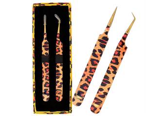 Juego de Pinzas para Pestañas Morje Surgical con Estampado de Leopardo, Herramientas de Precisión de Acero Inoxidable, Puntas Dentadas, Longitud de 10 mm, en Caja - Product Image 6