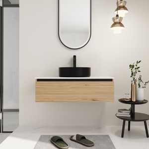 Mobile bagno sospeso da 36 pollici con lavabo in ceramica nera artistica e 1 cassetto a chiusura ammortizzata, imballaggio KD - Product Image 2