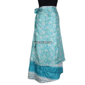 2 Layer Magic Sari Silk <b>Wrap</b> <b>Skirts</b> in India 2 Layer Reversible Magic Silk Saris <b>Wrap</b> Long <b>Skirt</b> Sari <b>Wrap</b> <b>Skirt</b> Long Silk Girls - Product Image 2