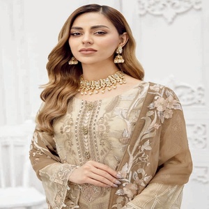 Ramsha คอลเลกชันผ้าชีฟองหรูหรา3ชิ้น salwar kameez สำหรับงานแต่งงานและเทศกาล-สำหรับงานแต่งงานและงานเทศกาล - Product Image 4