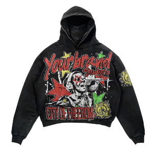 Sweat à capuche pour homme surdimensionné, imprimé DTG, de qualité supérieure, effet usé, bords bruts, en molleton français - Product Image 4