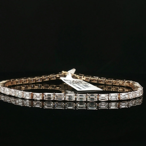 Bracelet tennis en diamant naturel taille émeraude 8,83 Ct |   Bracelet de luxe en or rose 18 carats |   Bijoux fins de couleur G SI1, cadeau pour femmes - Product Image 5
