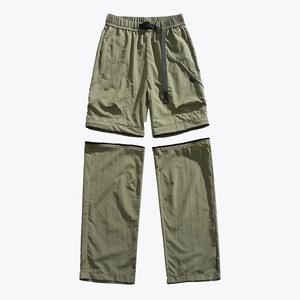 High Quality Breathable Baggy Nylon Pants Mens Detachable Zipper Parachute Pants Removable Thin Straight Leg <b>Trousers</b> - Product Image 5