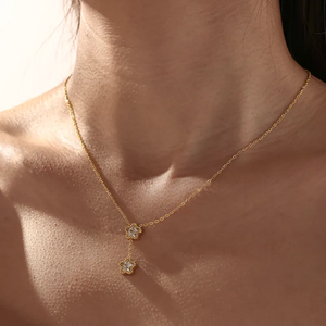 Collar de Flores para Mamá, Mujer, Acero Inoxidable 304, Chapado en Oro Real de 18K con Circonita, con Revestimiento de 0.03µm de Grosor - Product Image 1